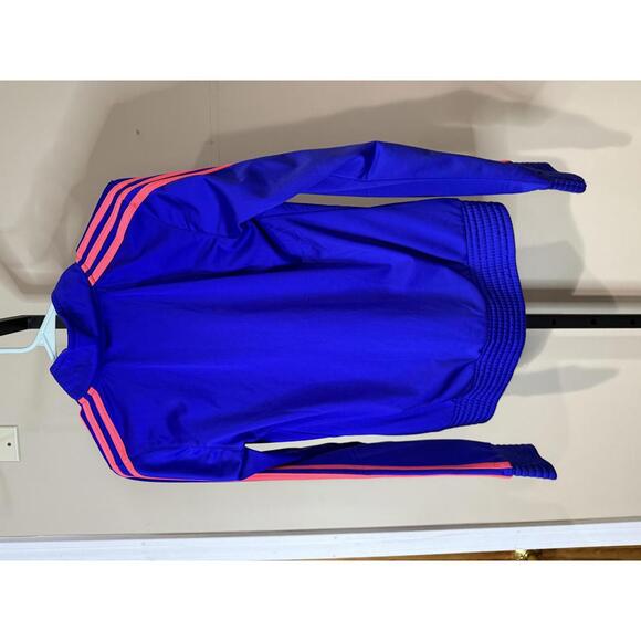 Adidas Women's Blue Zip-Up Jacket with Pink Stripes Large - Picture 7 of 7